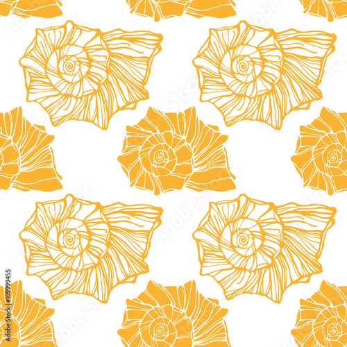 Seamless pattern with decorative seashells
