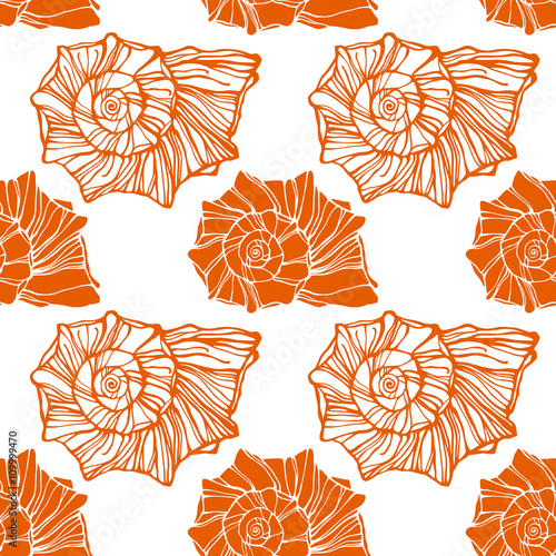 Seamless pattern with decorative seashells