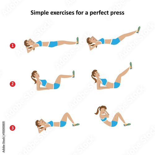 girl shows not difficult exercises for a flat stomach