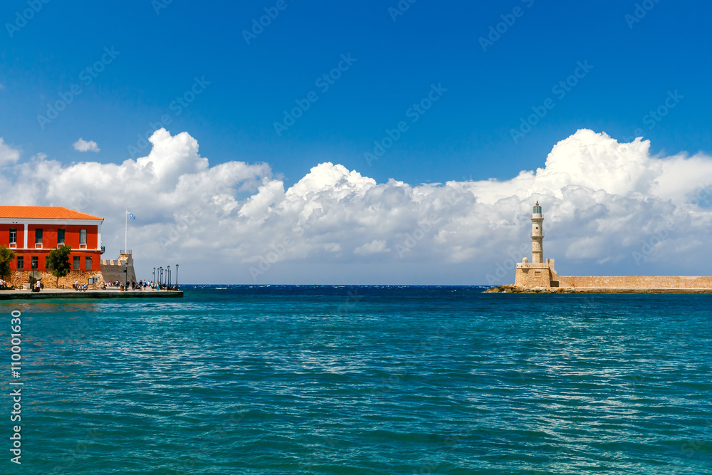 Chania. Lighthouse in the old harbor.
