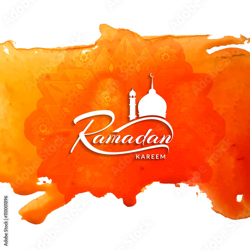 Beautiful orange color Ramadan Kareem background design.