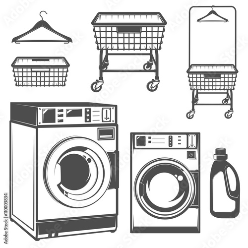 Set of laundry room,laundry,laundromat for emblems and design.

