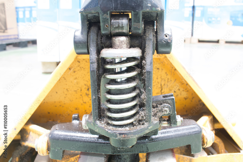 Hydraulics system of the Hand pallet truck Stock Photo Adobe Stock