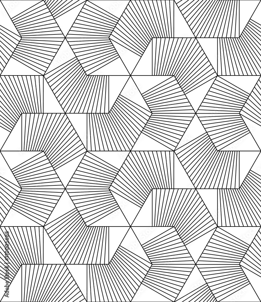 Vector seamless texture. Modern abstract background. Monochrome pattern with geometric figures.