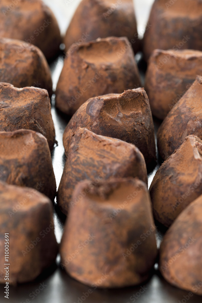 a bunch of chocolate truffles