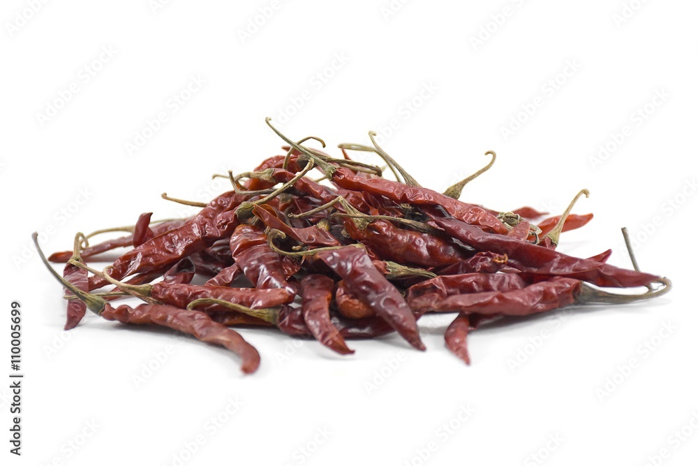 Fototapeta premium Dry chili pepper isolated on a white background.center