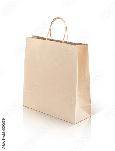 paper kraft shopping bag isolated on white background