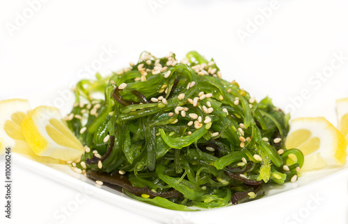 salad with exotic marine algae on a white background