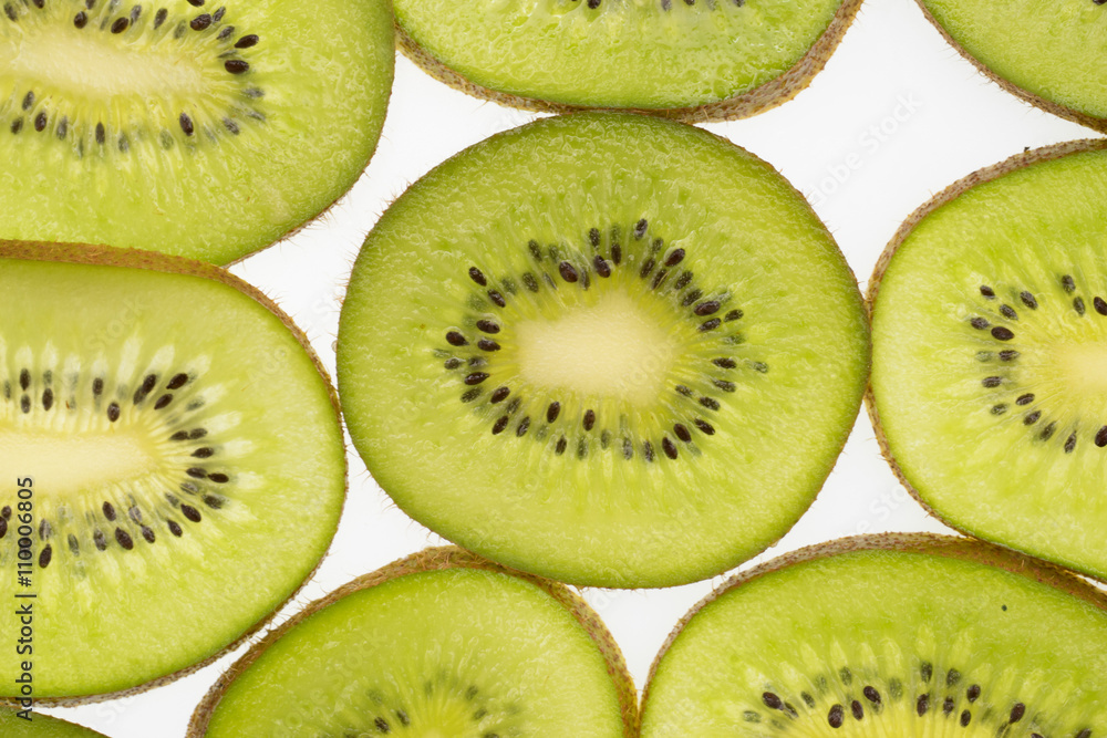 Kiwi fruit isolated on white background, macro Kiwi fruit isolated on white background, macro