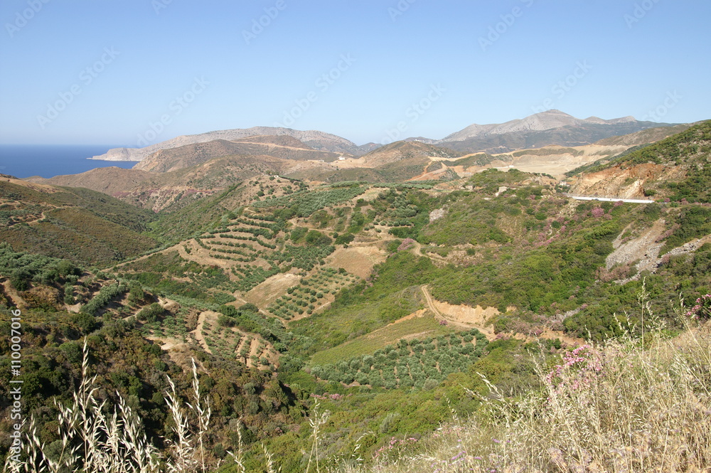 Landwirtschaft im Gebirge auf der griechischen Insel Kreta Stock Photo