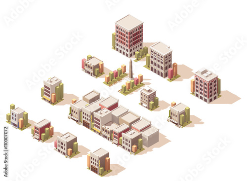 Vector isometric buildings set