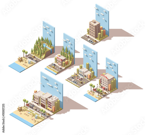 Vector isometric car travel illustrations
