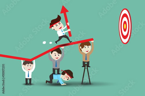 Teamwork leading to successful business, template