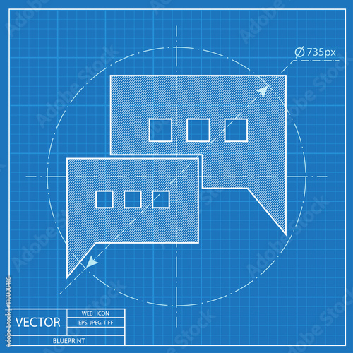 blueprint icon of bubble speech dialogue