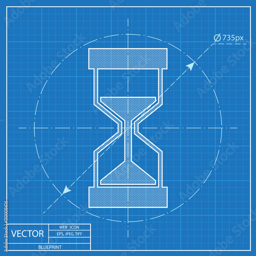blueprint icon of hourglass measuring time