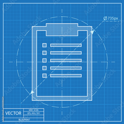 blueprint icon of clipboard with document