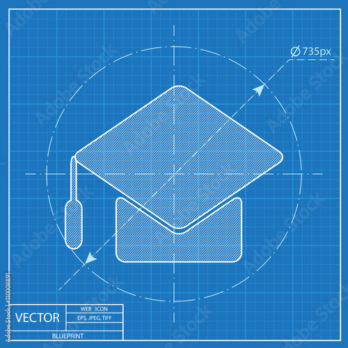 blueprint icon of academic hat