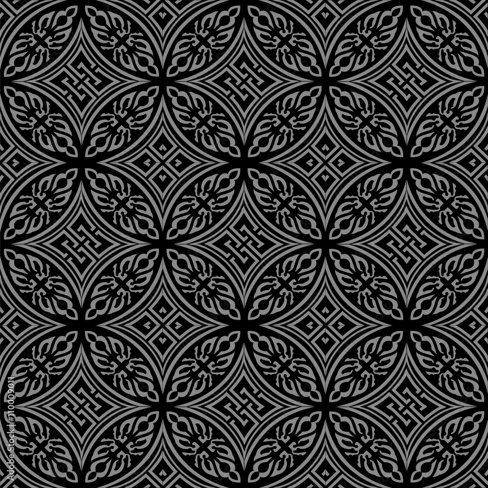 Elegant antique silver and black background 372_round aboriginal cross geometry
