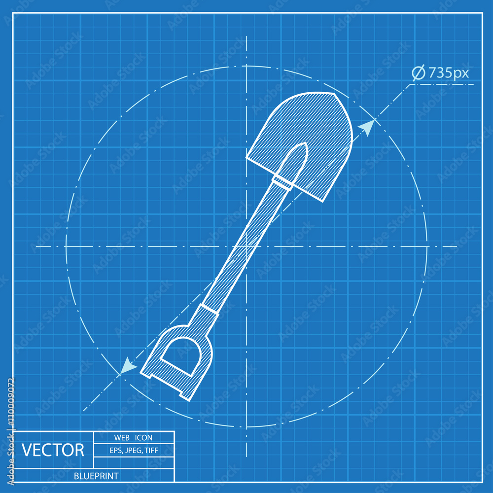 blueprint icon of spade