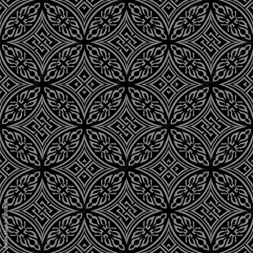 Elegant antique silver and black background 372_round aboriginal cross geometry 