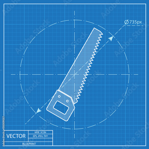 blueprint icon of hand saw