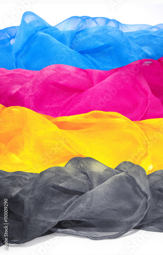 Aerial silk scarves in colors cmyk. 