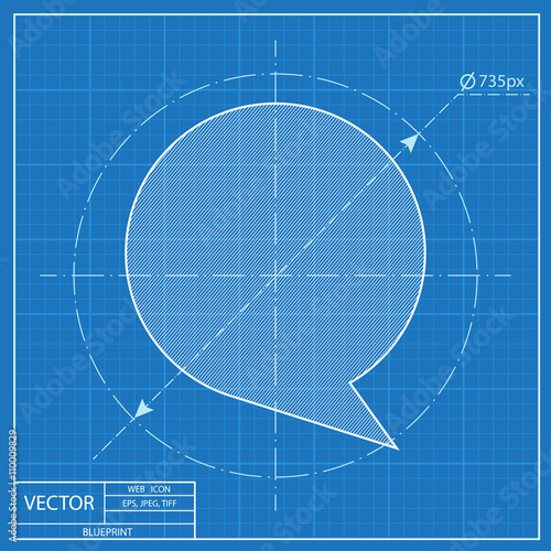 blueprint icon of text cloud