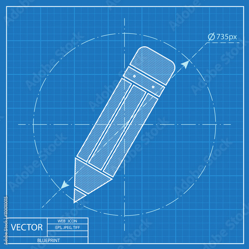 blueprint icon of pencil