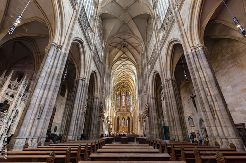 Interior of St. Vitus Cathedral, Prague, Czech Republic.