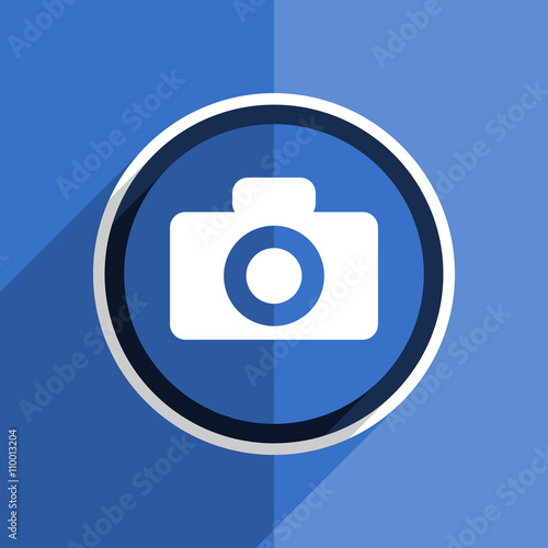 blue flat design camera modern web icon