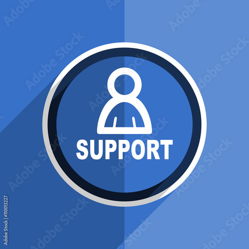 blue flat design support modern web icon