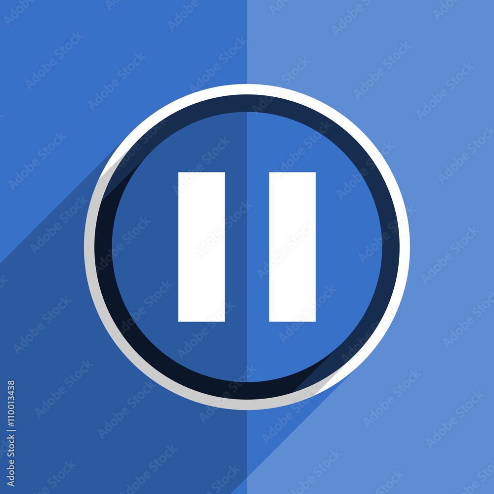 blue flat design pause modern web icon blue flat design pause modern web icon