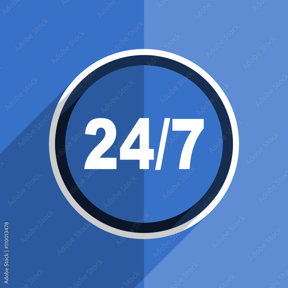 blue flat design 24/7 modern web icon blue flat design 24/7 modern web icon