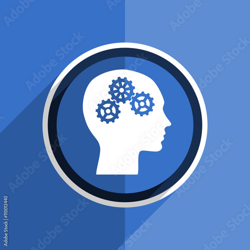 blue flat design head modern web icon
