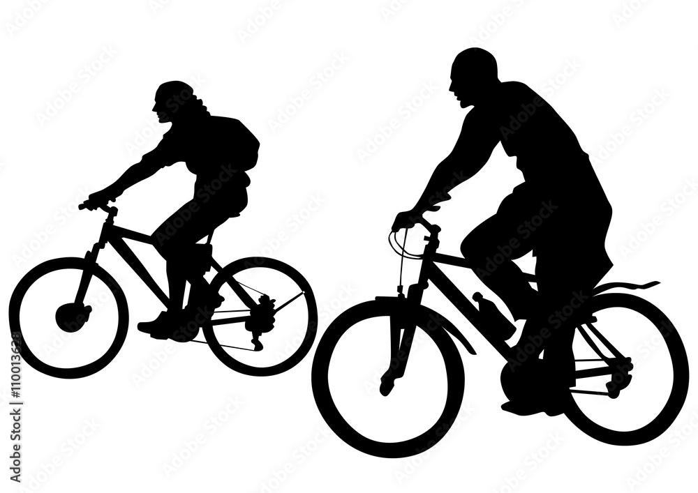 Obraz premium Sport couples whit bike on white background