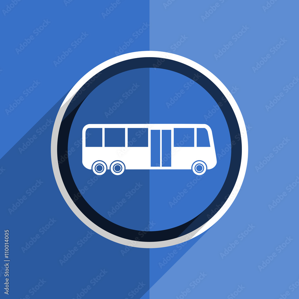 blue flat design bus modern web icon blue flat design bus modern web icon