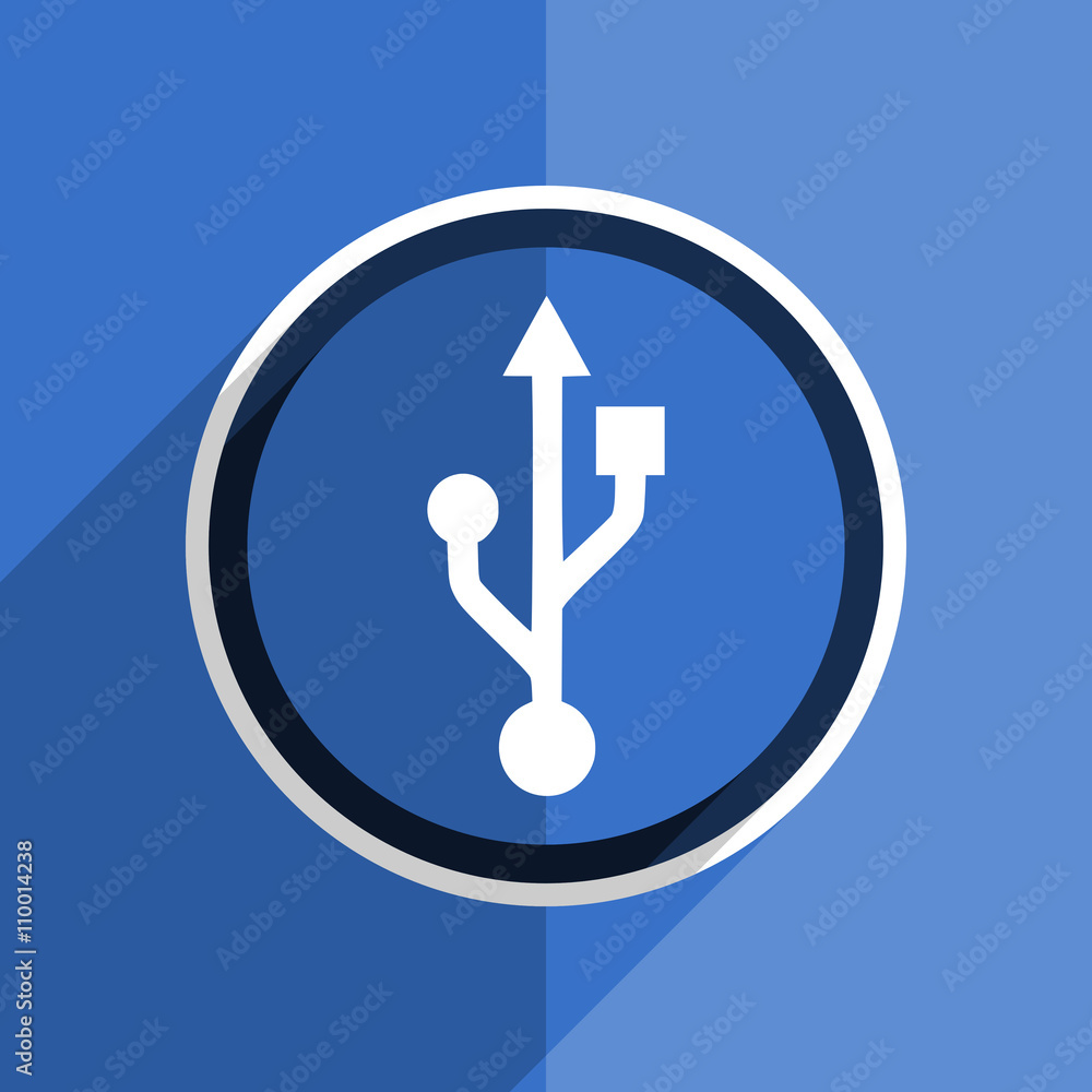 blue flat design usb modern web icon blue flat design usb modern web icon