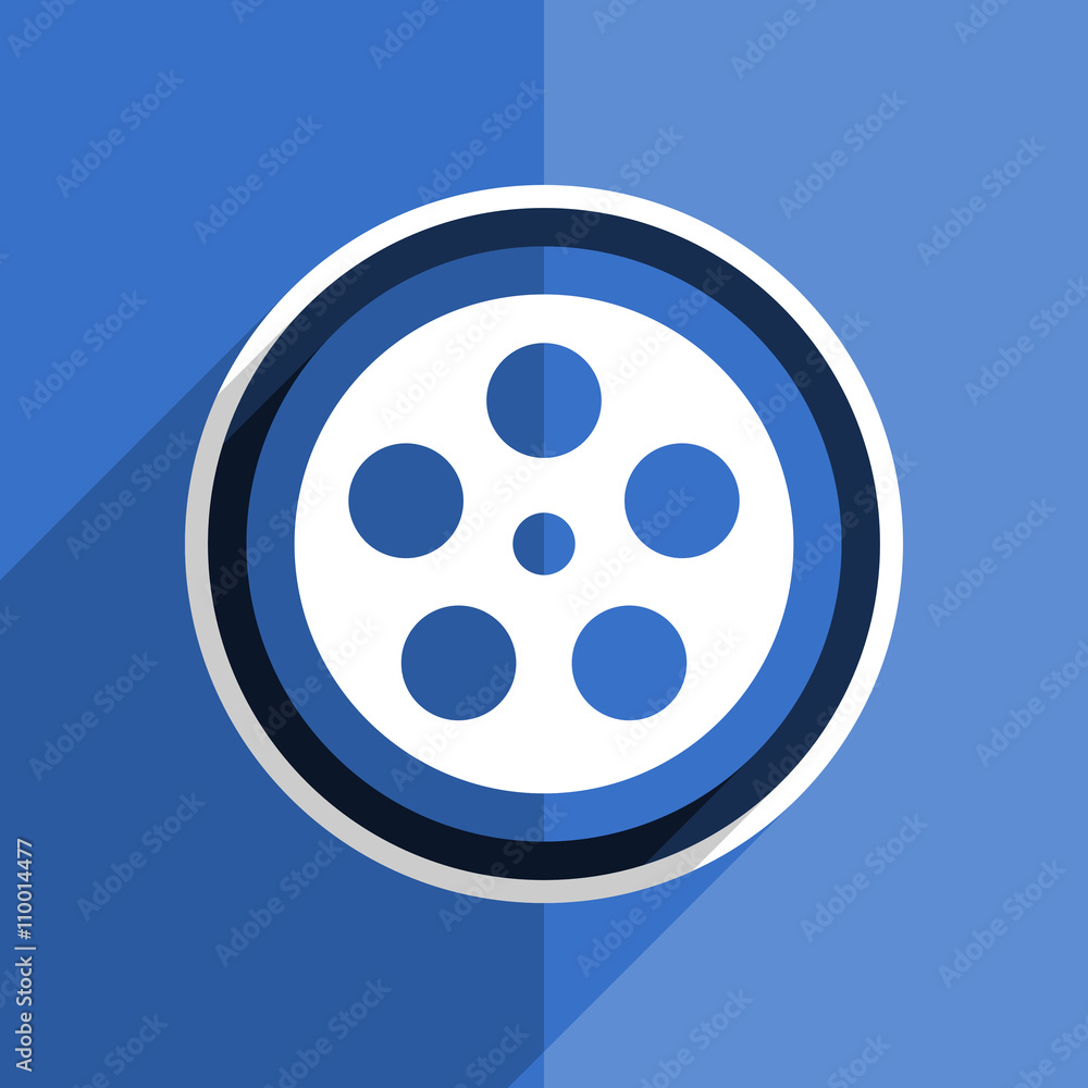 blue flat design film modern web icon