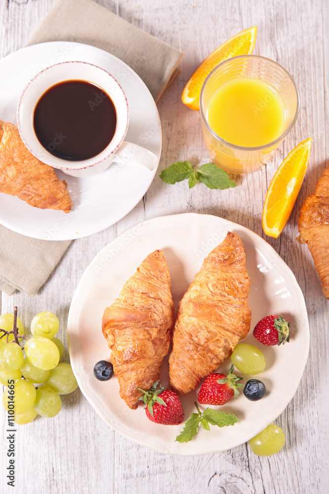 croissant with coffee and orange juice croissant with coffee and orange juice