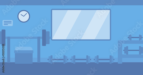 Background of gym with equipment.