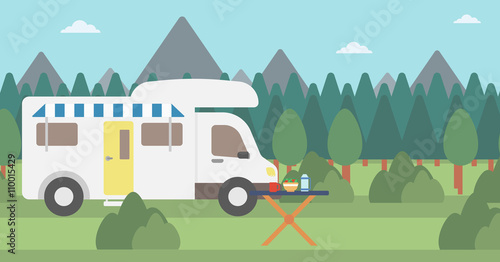 Background of motorhome in the forest. © Visual Generation