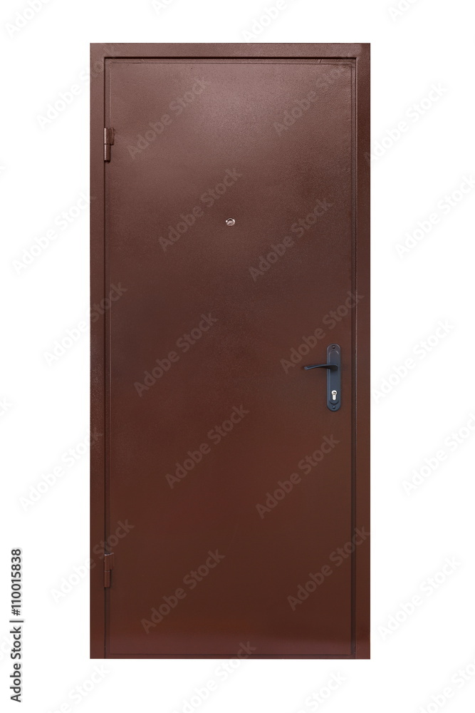 Brown metal security door isolated on white Brown metal security door isolated on white