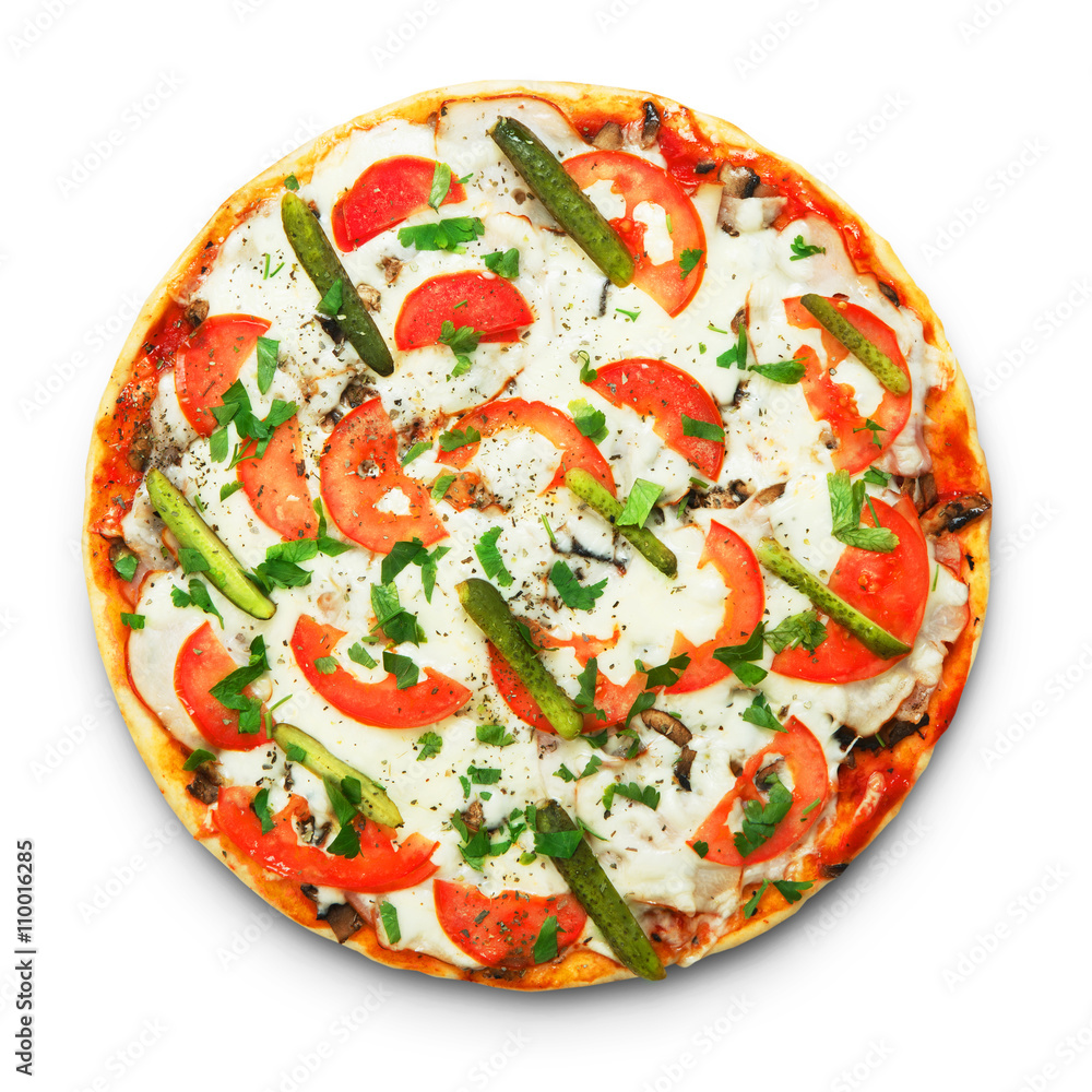 Delicious pizza with mushrooms and asparagus Delicious pizza with mushrooms and asparagus