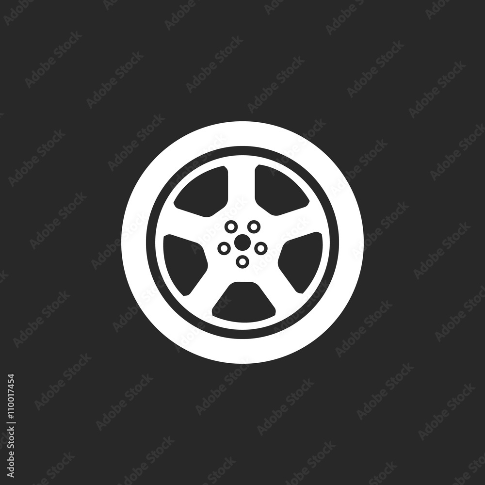Car wheel sign simple icon on background