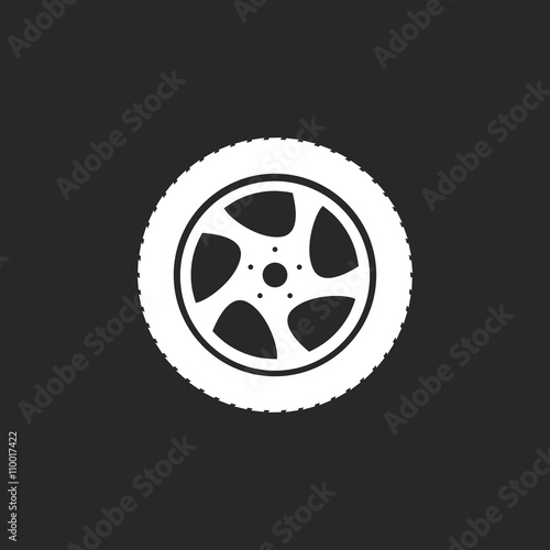 Fototapeta Naklejka Na Ścianę i Meble -  Car wheel sign simple icon on background
