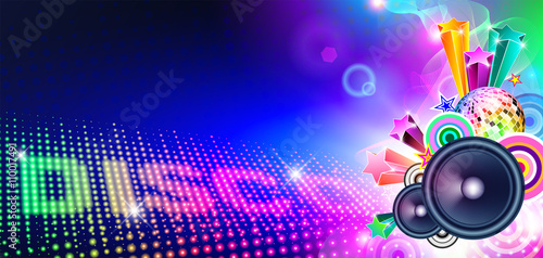 Disco Music Flyer With Lights And Speakers

