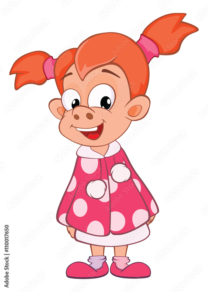 Illustration of a Cute Little Girl. Cartoon Character Illustration of a Cute Little Girl. Cartoon Character