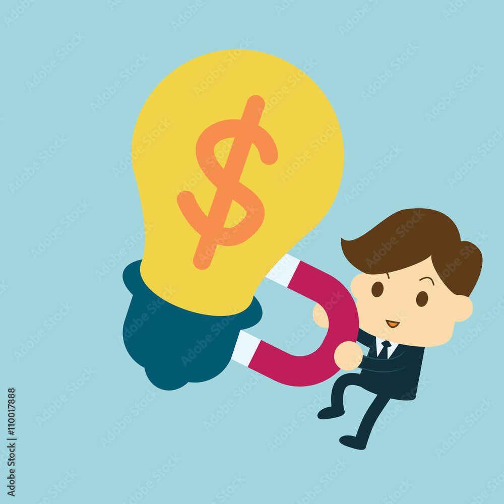 businessman using magnet to attracts big idea businessman using magnet to attracts big idea