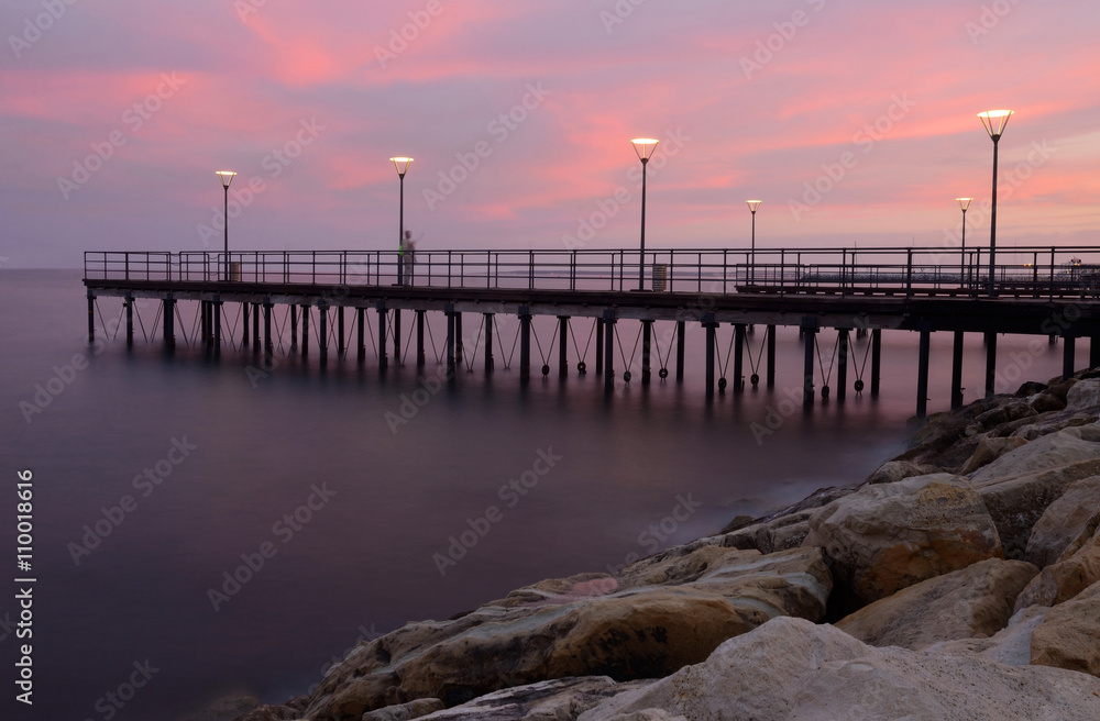 Sunset at Limassol coastal front,Cyprus,Europe,Mediterranean sea