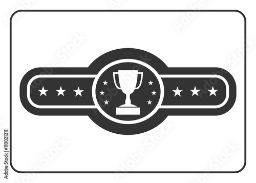 Champion belt icon. Award trophy. Symbol competition, box, boxer championship concept. Black sign isolated on white background. Design element. Sport equipment. Flat graphic style. Vector illustration